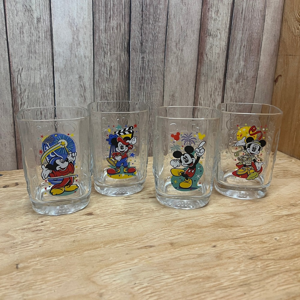 Vintage 2000 McDonalds Walt Disney World Celebration Glassware Tumblers Set of 4